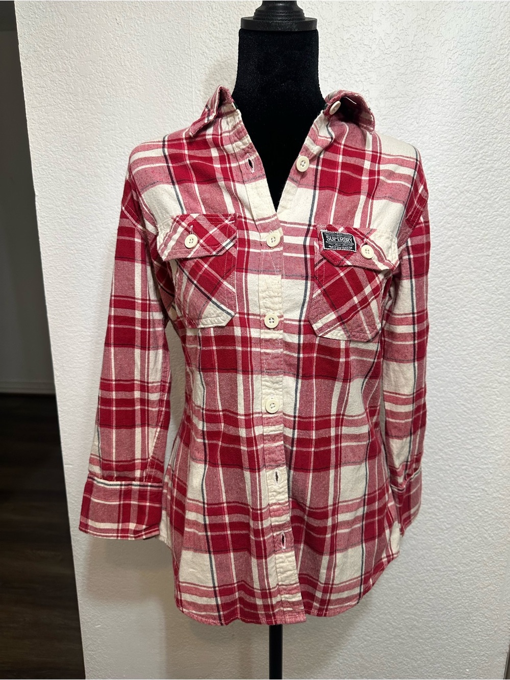 Superdry Red & Cream Plaid Button-Down Shirt
